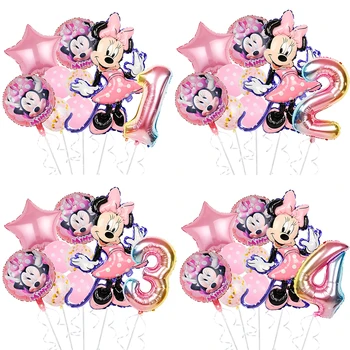 1 komplet Crtani Disney Minnie Mouse tema rođendan djevojka dekor dječji roza balon 1 2 3 4st dječji pribor za tuširanje Dječje Igračke Globos