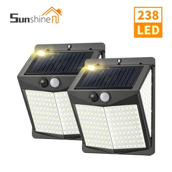 2 KOMADA Sunčeva Svjetlost Ljudskog Tijela Sensor238 LED Solarni Zidne Lampe IP65 Vanjski Svjetlo Automatsko podešavanje Svjetline Vrtna Svjetiljka Chirismas