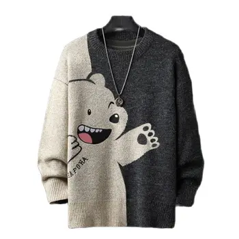 2021 džemper muški pletene pulover Харадзюку hip hop ulica odjeća crtani film medvjed džemper o-izrez ogroman svakodnevni par Muških dres