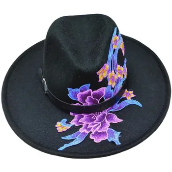 2021 Фетровая šešir s vezom, jesenski nova mornarska kapa, originalna šešir s vezom, etnički stil, jazz šešir s velikim poljima za muškarce i žene