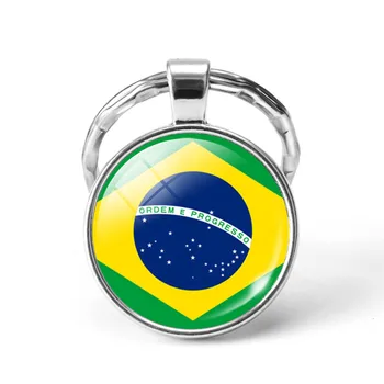 2022 Najnoviji Metalni Nogometni Privjesak za Ključeve Brazil/Belgija/Australija/Panama/Egipat Nacionalna zastava Stakleni Privjesak sa Кабошоном