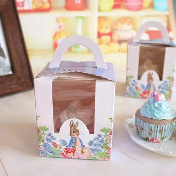 20шт Slatka Zec Kutija za Tortu s Ručkom Rođendan Ambalaža za Cupcakes Božićna Kutija za Tortu Vjenčanje Favorizira za Goste