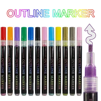 24 boje Dvostruke linearne markeri Super squiggles ljeskanje markeri Oblikovano markeri, olovke za čestitki, Plakata DIY Školski Pribor