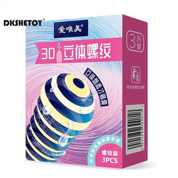 3 kom. kondomi za stimulaciju g-točke 3D solid Navojem Kondom za Zabavu od Prirodnih латексного gume sa Ультратонким rukava Robu za odrasle za muškarce