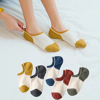 5 Pari Ljetnih ženskih Čarapa u Retro stilu, Pamučne Svakodnevne čarape Jarkih Boja Prozračna Mreže, Slatka Kratke Nevidljive Čarape do Gležnja, Veličinu EU 35-39