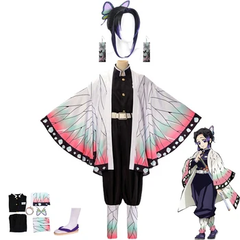 Anime Demon Slayer Kimetsu no Yaiba Shinobu Kochou Cosplay Odijelo Kimono Ogrtač Božićno Odjeća Na Halloween Ženska Uniforma Kit