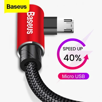 Baseus 90 Stupnjeva Micro USB Kabel za Brzo Punjenje Punjač za Mobilni Telefon Žicu Za Prijenos Podataka Kabel Microusb Kabel Za Samsung Xiaomi Android 2 m