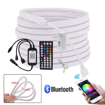 Bluetooth Glazba RGB Neonski Svjetlo 12 U 3535 108 led/m Vodootporan Vanjska Rasvjeta 5X11 mm Daljinski Upravljač Led Traka Fleksibilna Neonska cijev
