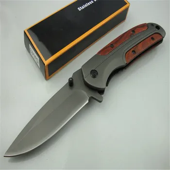 Browning DA43 sa brzim otvaranjem Nož na Sklapanje Siva Titanium 440C Sve Čelik + Kiselina Drvena Ručka Vojni Lovački Nož Za Preživljavanje Džep