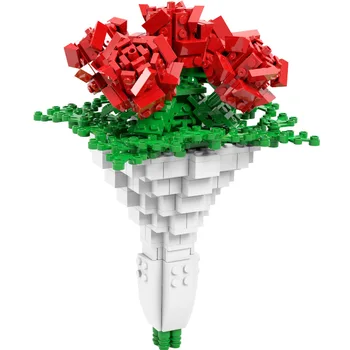 Buket Ruža Gradivni Blokovi Cvijeće Biljke Kreativne ideje Dekoracije Cigle Dječje Igračke Darove za Djevojčice Prijatelja Zaljubljenih