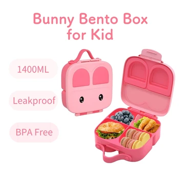 Bunny Bento Box za Djecu, Djece, Učenika, za Škole s Odvojivim Graničnik Fiambrera Infantil, bez BPA, Zatvorenoj za malu Djecu