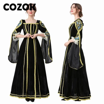 COZOK Ženske Srednjovjekovne Kostime iz 18. stoljeća, Europski Večernje Tradicionalne Retro Haljine, Moderne Duga Haljina za Žene, Cosplay