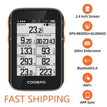CooSpo Bežični Biciklistička Računalo GPS Brzinomjer, Brojač kilometara Od 2,4 Inča BLE5.0 ANT + PROGRAM Senzor za Sinkronizaciju Vodootporan s Nosačem Španjolska