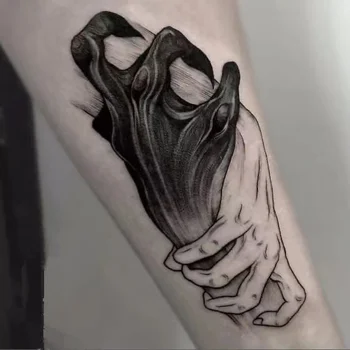 Crni Teror Rukovanje Vodootporan Tattoo Naljepnice Za Ruke Žene Muškarce Lažne Tetovaže I Body Art Naljepnice