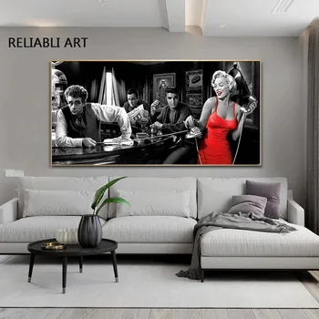 Crno-Bijeli Klasik Plakati s Marilyn Monroe James Dean i Printevima, Zidni Umjetničke Slike Na Platnu Za uređenje Dnevnog boravka Bez Okvira