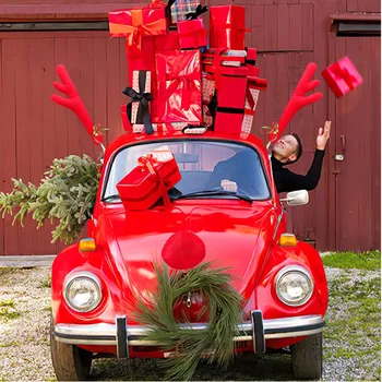 Dekoracija automobila Božićni Rog Dekoracije Prozora Na Krovu Prednja Rešetka Rudolf Sob Zvoni Zvono Odijelo auto oprema