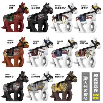 Drevni srednjovjekovni Vojni ratni Konj Vojnika General Vitez Figurica Pribor Kompatibilan Mali Blok Igračke za Djecu Poklon