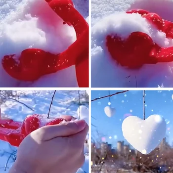 Dvostruka Ljubav U Obliku Srca Snowball Čaj Clip Plastični Kalup Snow Pijesak Loptu Izrada Kalupa Spona Zimske Dječje Sportske Zabavne Igračke Na Otvorenom