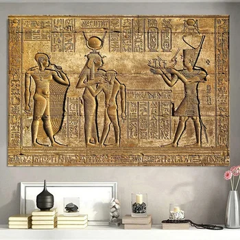 Egipatski Hijeroglifi Freska Platnu Kraljica Hatšepsut I Hram Klesarsku Faraon Plakat Drevni Egipat Zidna Grafika Dekor