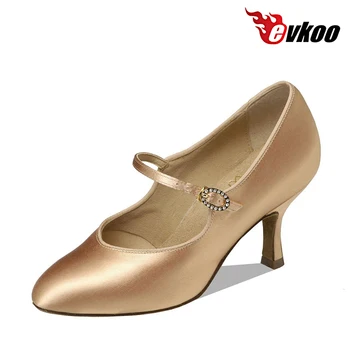 Evkoodance 2017 Moderne plesne cipele za dame kaki i bijele 7,3 cm Elegantne cipele za latino američkim plesovima za dame Evkoo-009
