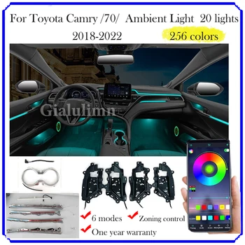 Gialulimn za Toyota camry 8th 2018-2021 64 boje led pozadinsko svjetlo mobilni swc upravljanje ukras šalice vode atmosferska rasvjeta