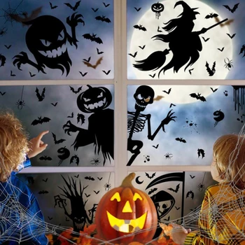Halloween Naljepnice Za Prozore Šišmiš Duh Bundeva Naljepnica Na Zidu Halloween Večernje Uređenje Naljepnice Za Zid Uklet Kuća Užasa Rekvizite