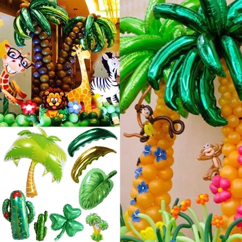 Havajski Godina Tropska Luau Lišće Kokos Palme Lišće Kornjače Kaktus Baloni Od Aluminijske Folije Baloni za Dekoracije Zurke