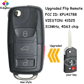 KEYECU Modernizirana Flip Daljinski za automobil ključ s 4 tipke 313 Mhz 4D63 čip za Mazda 6 RX8 2004-2008 Fob FCC ID: KPU41788 VIESTON: 41525