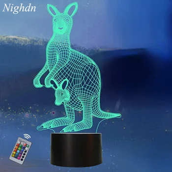 Klokan 3D Iluzija Lampa 7 Boja Mijenja Led noćno svjetlo Atmosfera noćno svjetlo za Sobu Dekor Spavaće sobe Kreativan Poklon Za Rođendan