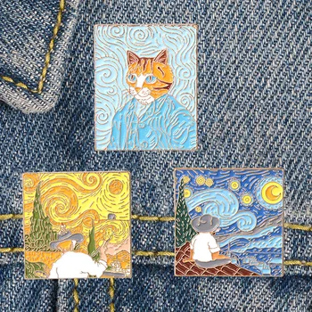 LT1095 Van Gogh Umjetnička Ulje na platnu Emajl Igle Ikonu Broš na odjeću naprtnjače Bag Ovratnik Rever Nakit Nakit Pokloni