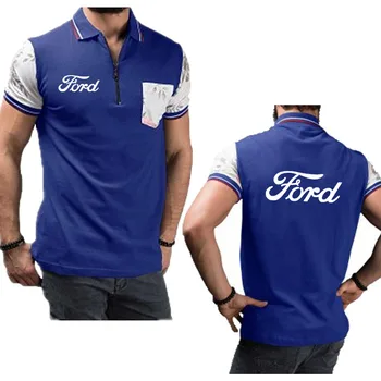Ljetna Moda Svakodnevni Muška odjeća, Muška Majica s logotipom automobila Ford, 100% Pamuk, muška Polo Majica u Patchwork stilu, Poslovne Košulja