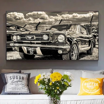 Luksuzni Klasični Auto Plakati Grafike Retro Ford Mustang Automobil Platnu Slike Zidne Umjetničke Slike, Moderan Dom Dekor za Dnevni boravak