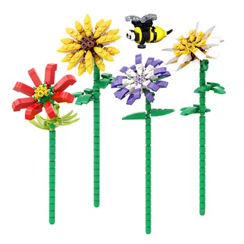MOC Šaren Vaza Orhideja Krizantema Cvijet Suncokreta Gradivni Blokovi Cvijet Ukras Model Cigle Igračka Za Bebe Poklon