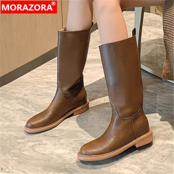 MORAZORA/2023 godine Novi Trendi Cipele na platformu do sredine kavijara Od prave kože-uvezivanje Bez Ženske Čizme Ženske cipele na debelom Visoke potpetice