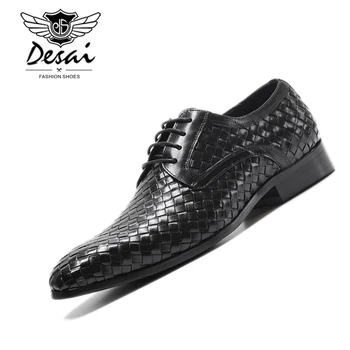 Muška pruća cipele od prave kože, Novo 2021, luksuzne marke moderan poslovni modeliranje cipele u britanskom stilu, službeni oxfords čipka-up, Veličina 38-44