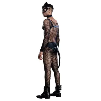 Nove seksi kostime čovjek-mačka, odijelo za косплея, transparentno сетчатое body, egzotične odjeće, maska mačka, muška odjeća za noćnog kluba, seksi kostime