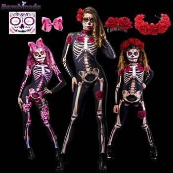 Odrasla Seksi Ženski Strašno Odijelo Duh Ruža Kostur Halloween Seksi Kombinezon Vraga Za Djevojčice Karnevalska Zabava Dan Mrtvih