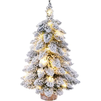 Pre Osvijetljeni Stol Božićno Drvce Pahulje su Pohrlili sa Led Žaruljama Drveni Okvir Mini Božićni Bor Drvce za Desktop Home Božićni Dekor