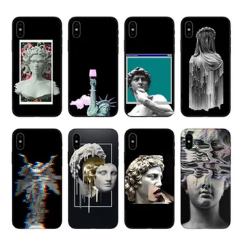 Rimski kip glitch art Meduza Vaporwave Torbica Za Telefon iPhone 4 5S SE 6 6s 7 8 Plus XS XR MAX Funda Torbica Torbica Od Mekog silikona