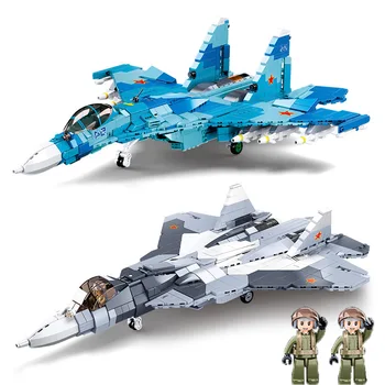 Sluban Vojna Uniforma RATNO Oružje Suhoj Su-27 I Su-57 Фланкер Borac Gradivni Blokovi, Komplet Cigle WW2 Klasični Model Igračke Poklon Za Dječake