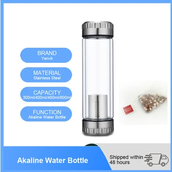 Staklena boca za vodu s visokim Ph-filter - Alkalne origano voda (550 ml, povećava pH do 8+), poseban dizajn