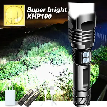 Super Svijetle XHP100 Moćna Led Svjetiljka Baklja Xhp90 Taktička Svjetiljka Usb Punjiva Bljeskalica 18650 26650 Led Svjetiljka