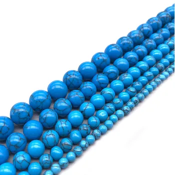 Tamno-plavi Tirkiz Kamen Perle Od Prirodnog Kamena Okrugli Slobodan Perle 15 