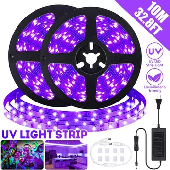 UV Led Trake Svjetlosti Uv Zrake Fleksibilna Traka Traka Ljubičasta Svjetla 12 U 2x5 M 600 Led 390-405 nm za DJ Fluorescencije Večernji