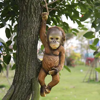 Vanjska Dekoracija Vrta Majmun Drvo Uže Rotirajući Kip Kreativno Modeliranje Skulptura Životinja Smole Mali Majmun Пасторальный Deco