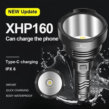 XHP160 Moćna Led Svjetiljka Super Svijetle Vanjski Led Svjetiljka Punjiva Snažan Taktička Lampa-Bljeskalica XHP90 Ručne Svjetiljke
