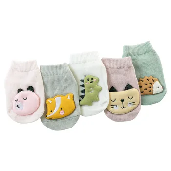 Čarape Za Djevojčice 0-3 godina, Pamučne Neklizajući Čarape Za Novorođenčad, Čarape do Gležnja Za Male Dječake s Uzorkom Voća i Životinja