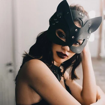 Ženska Seksualna Kožna Maska Za pola osobe, Maskirane Maske, maska Mačke na Halloween, Punk-zabava, Igra, Cosplay, Rekviziti Za Scenu