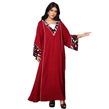 Абайя Dubai haljine Za žene Bliskoistočni Ogrtač S po cijeloj površini Šivanje Ababy Haljina Muslimanska Moda Vintage Veliki Porub Slobodne Za Žene haljinu za prom