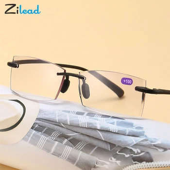 Зилеад+1.0 1.5 2.0 2.5 3.0 4.0 Anti-plavo Svjetlo Naočale Za Čitanje Stare Rimless Prozirne Leće Trg Пресбиопические Naočale su Unisex